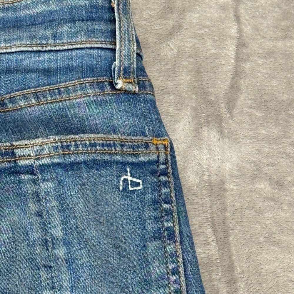 Rag & Bone Skinny Jeans Womens 24  Medium Blue Raw Hem Frayed Denim - Picture 3 of 16